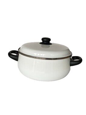 MEGAWARE Enamel Coated  Pot W/Lid 4.8 L, 5.5 Qt White Made In Spain